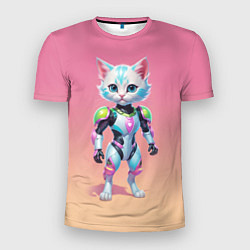 Футболка спортивная мужская Funny kitten - cyberpunk, цвет: 3D-принт