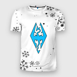 Футболка спортивная мужская Skyrim logo winter, цвет: 3D-принт