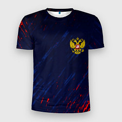 Футболка спортивная мужская Россия краски текстура, цвет: 3D-принт