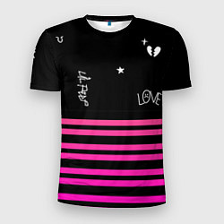 Мужская спорт-футболка Lil Peep розовые полосы