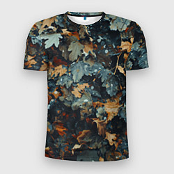 Мужская спорт-футболка Реалистичный камуфляж из сухих листьев