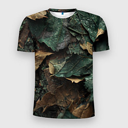 Мужская спорт-футболка Реалистичный камуфляж из листьев