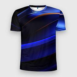Мужская спорт-футболка Синее свечение на абстрактном фоне