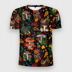 Мужская спорт-футболка Фон с лесными грибами