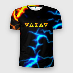 Футболка спортивная мужская Ведьмак огненное лого шторм, цвет: 3D-принт