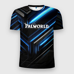 Футболка спортивная мужская Palworld logo black blue neon abstract, цвет: 3D-принт