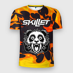 Футболка спортивная мужская Skillet рок панда и огонь, цвет: 3D-принт