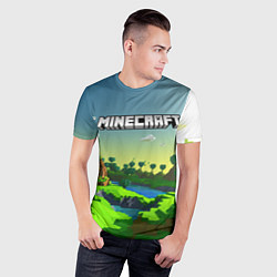 Футболка спортивная мужская Minecraft logo зеленый летний мир, цвет: 3D-принт — фото 2