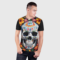 Футболка спортивная мужская Bright colors and a skull, цвет: 3D-принт — фото 2