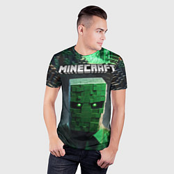 Футболка спортивная мужская Minecraft зеленый персонаж каменные джунгли, цвет: 3D-принт — фото 2