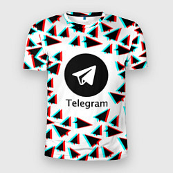 Футболка спортивная мужская Telegram logo pattern steel, цвет: 3D-принт