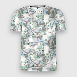 Мужская спорт-футболка Деньги - купюры в 1 тысячу рублей