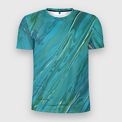 Мужская спорт-футболка Жидкая текстура оттенков морской волны