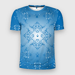 Мужская спорт-футболка Векторные узоры на голубом фоне
