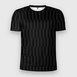 Футболка спортивная мужская Чёрный с серыми полосками, цвет: 3D-принт