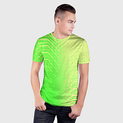 Футболка спортивная мужская Зелёные градиентные линии, цвет: 3D-принт — фото 2
