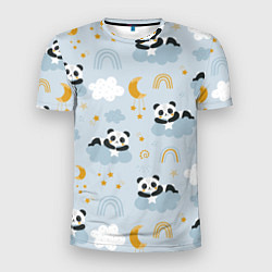 Мужская спорт-футболка Панда на облаках