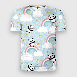 Мужская спорт-футболка Панда на радуге