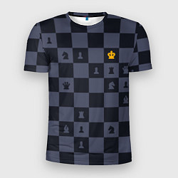Мужская спорт-футболка Синяя шахматная доска
