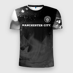 Мужская спорт-футболка Manchester City sport на темном фоне посередине