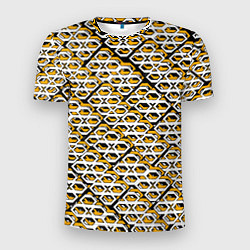 Мужская спорт-футболка Жёлто-белый узор на чёрном фоне