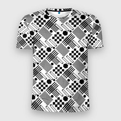 Мужская спорт-футболка Современный черно белый геометрический узор