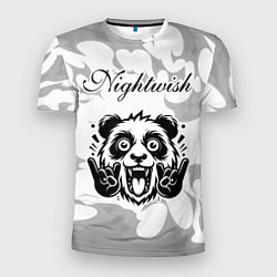 Футболка спортивная мужская Nightwish рок панда на светлом фоне, цвет: 3D-принт
