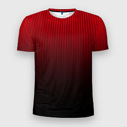 Футболка спортивная мужская Красно-чёрный градиент в полоску, цвет: 3D-принт
