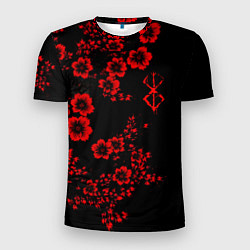 Мужская спорт-футболка Клеймо жертвы из аниме Берсерк - красные цветы