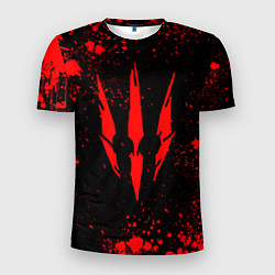 Мужская спорт-футболка The witcher - Краскый логотип и брызги