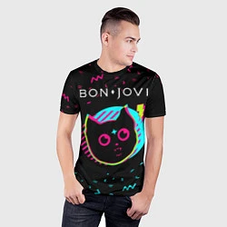 Футболка спортивная мужская Bon Jovi - rock star cat, цвет: 3D-принт — фото 2
