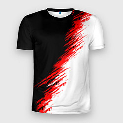 Мужская спорт-футболка Черные красные и белые штрихи красок