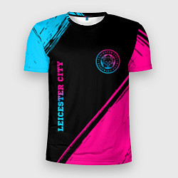 Мужская спорт-футболка Leicester City - neon gradient вертикально