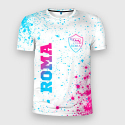 Мужская спорт-футболка Roma neon gradient style вертикально