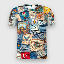 Футболка спортивная мужская Джинсы в Турции - пэчворк, цвет: 3D-принт