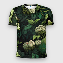 Мужская спорт-футболка Черепа в поле цветов