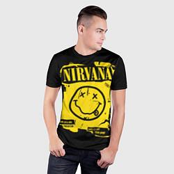 Футболка спортивная мужская Nirvana - смайлик, цвет: 3D-принт — фото 2