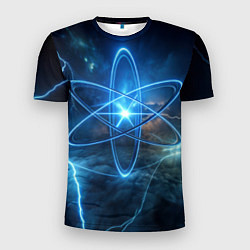 Мужская спорт-футболка Светящийся атом и молнии