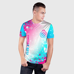 Футболка спортивная мужская Club Brugge neon gradient style вертикально, цвет: 3D-принт — фото 2