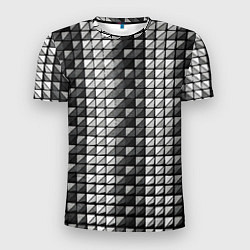 Футболка спортивная мужская Чёрно-белые квадраты, цвет: 3D-принт
