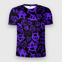 Футболка спортивная мужская Узор анархия фиолетовый, цвет: 3D-принт