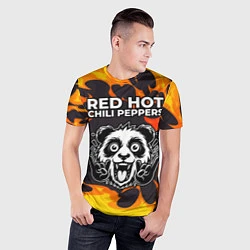 Футболка спортивная мужская Red Hot Chili Peppers рок панда и огонь, цвет: 3D-принт — фото 2