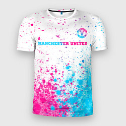 Футболка спортивная мужская Manchester United neon gradient style посередине, цвет: 3D-принт