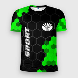 Футболка спортивная мужская Daewoo green sport hexagon, цвет: 3D-принт