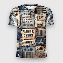 Мужская спорт-футболка Пэчворк джинсы из Парижа