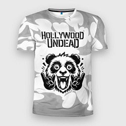 Футболка спортивная мужская Hollywood Undead рок панда на светлом фоне, цвет: 3D-принт