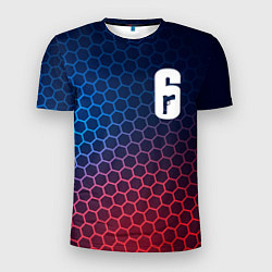 Футболка спортивная мужская Rainbow Six неоновые соты, цвет: 3D-принт
