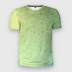 Футболка спортивная мужская Соцсети зеленый фон, цвет: 3D-принт