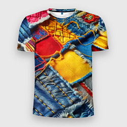 Мужская спорт-футболка Colorful denim patchwork - ai art