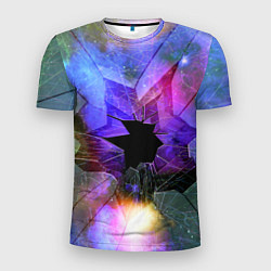 Мужская спорт-футболка Расколотое стекло - космическая туманность